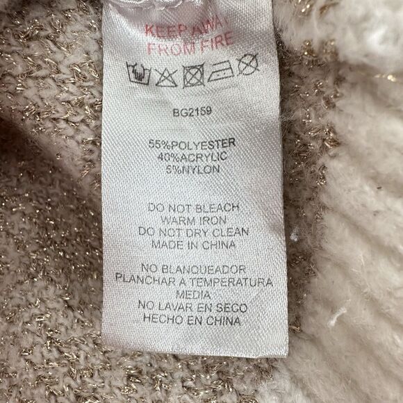 Anthropologie Hearts Sweater Women L Neutral Gold Puff Sleeve High Neck Pullover - Picture 11 of 16